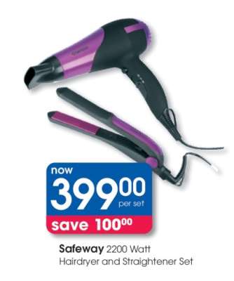 Safeway 2200 Watt Hairdryer and Straightener Set