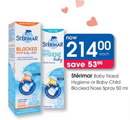 Stérimar Baby Nasal Hygiene or Baby-Child Blocked Nose Spray 50 ml