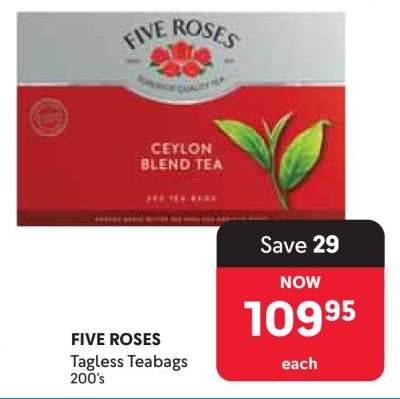 FIVE ROSES Tagless Teabags 200's