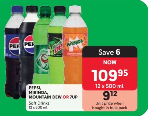PEPSI, MIRINDA, MOUNTAIN DEW or 7UP