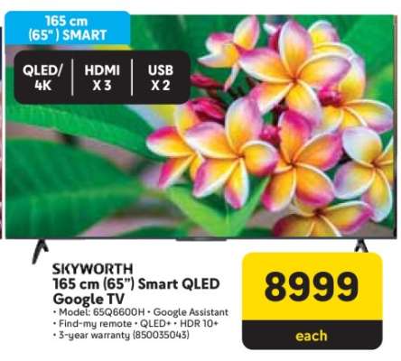 SKYWORTH 165 cm (65”) Smart QLED Google TV