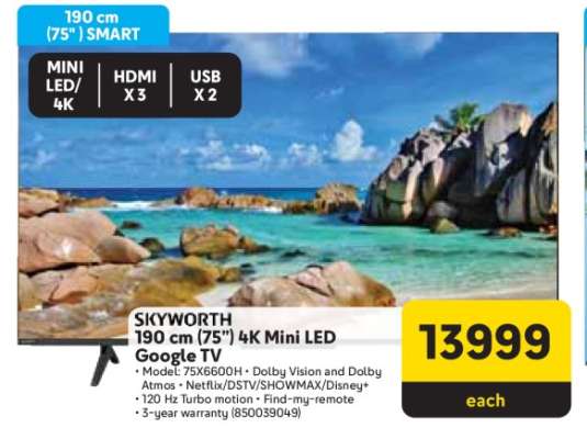 SKYWORTH 190 cm (75”) 4K MINI LED Google TV