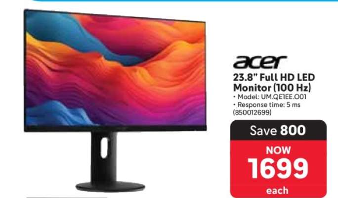 Acer 23.8” Full HD LED Monitor (100 Hz)