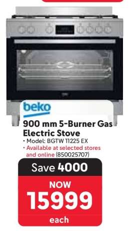 900 mm 5-Burner Gas Electric Stove