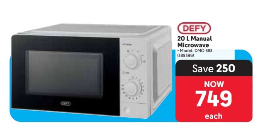 DEFY 20 L Manual Microwave