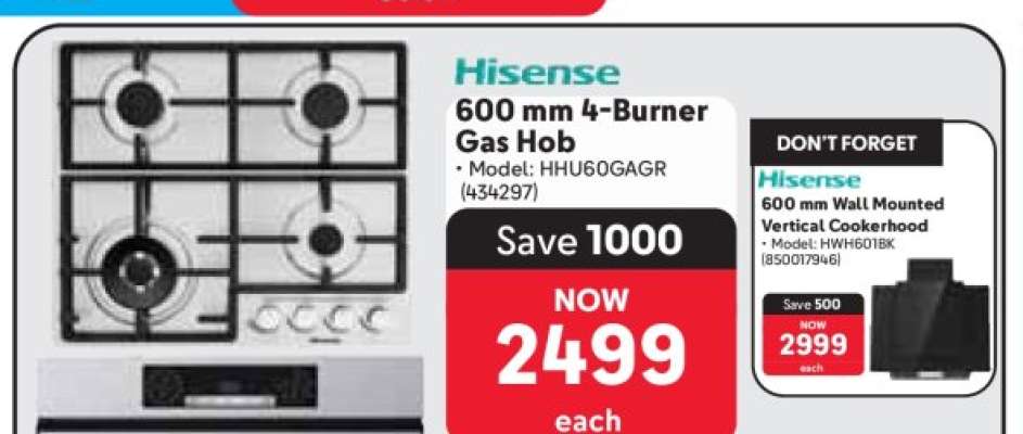 Hisense 600 mm 4-Burner Gas Hob
