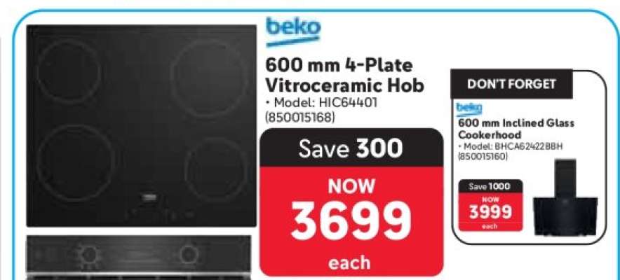 Beko 600 mm 4-Plate Vitroceramic Hob