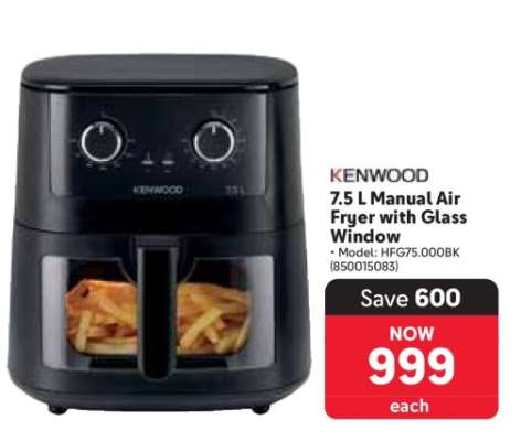 Kenwood 7.5 L Manual Air Fryer with Glass Window