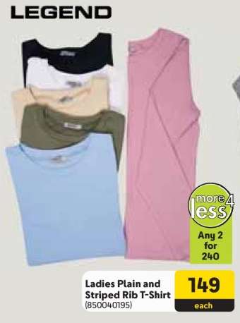 Ladies Plain and Striped Rib T-Shirt