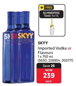 SKYY Imported Vodka or Flavours
