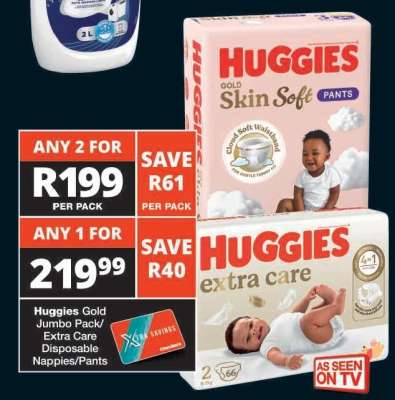 Huggies Gold Jumbo Pack/Extra Care Disposable Nappies/Pants