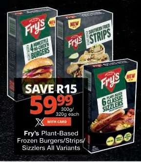 Fry's Plant-Based Frozen Burgers/Strips/Sizzlers