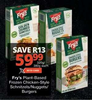 Fry's Plant-Based Frozen Chicken-Style Schnitzels/Nuggets/Burgers