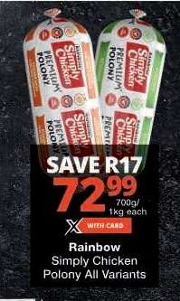 Rainbow Simply Chicken Polony All Variants