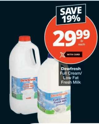 Dewfresh Full Cream/Low Fat Fresh Milk