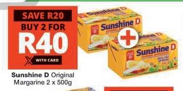 Sunshine D Original Margarine 2 x 500g