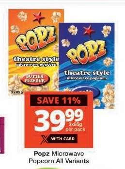 Popz Microwave Popcorn All Variants