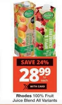 RHODES 100% FRUIT JUICE BLEND all variants