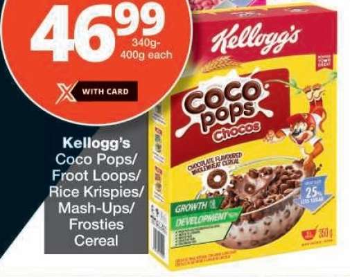 Kellogg’s Coco Pops/Froot Loops/Rice Krispies/Mash-Ups/Frosties Cereal