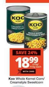 Koo Whole Kernel Corn/Creamstyle Sweetcorn