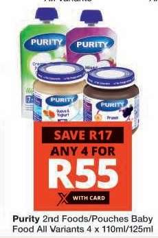 Purity 2nd Foods/Pouches Baby Food