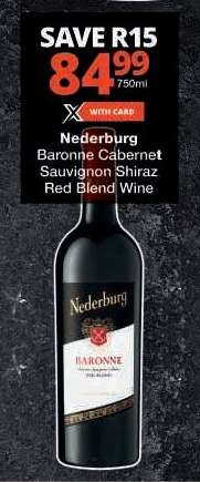 Nederburg Baronne Cabernet Sauvignon Shiraz Red Blend Wine