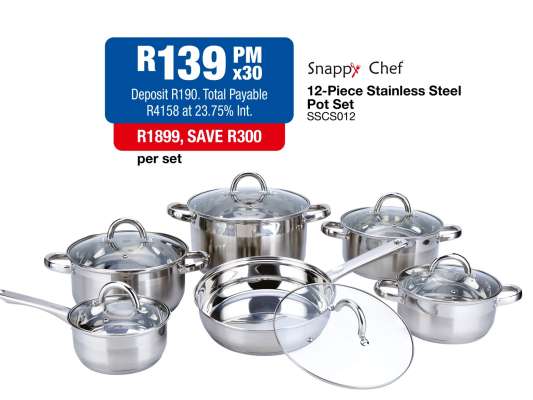 12-Piece Stainless Steel Pot Set