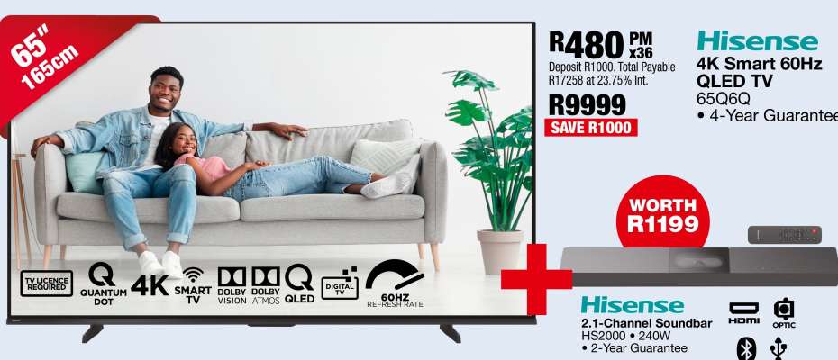 Hisense 4K Smart 60Hz QLED TV 65Q6G