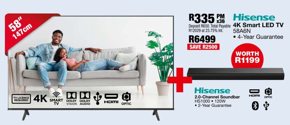 Hisense 4K Smart LED TV 58A6N