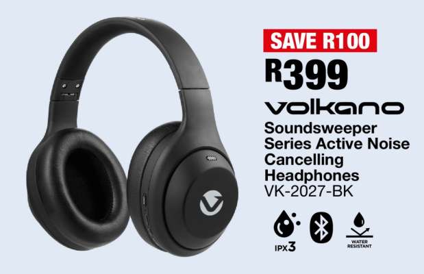 Volkano Soundsweeper Series Active Noise Cancelling Headphones VK-2027-BK