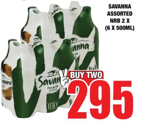 SAVANNA ASSORTED NRB 2 X (6 X 500ML)