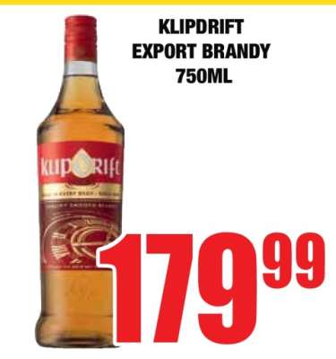 KLIPDRIFT EXPORT BRANDY 750ml