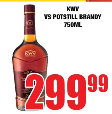 KWV VS POTSTILL BRANDY 750ML