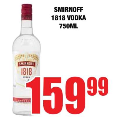SMIRNOFF 1818 VODKA 750ML