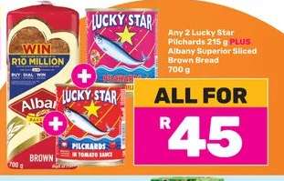 Lucky Star Pilchards & Albany Superior Sliced Brown Bread