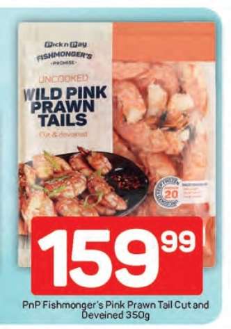 PnP Fishmonger's Pink Prawn Tail Cut and Deveined 350g
