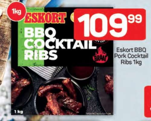 Eskort BBQ Pork Cocktail Ribs 1kg