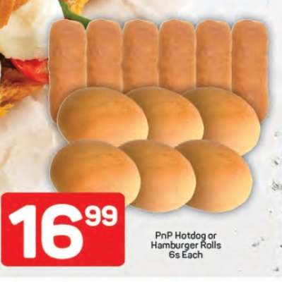 PnP Hotdog or Hamburger Rolls 6s Each