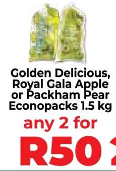 Golden Delicious, Royal Gala Apple or Packham Pear Econopacks