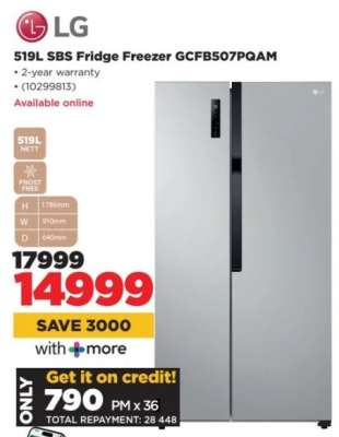 LG 519L SBS Fridge Freezer GCFB507PQAM