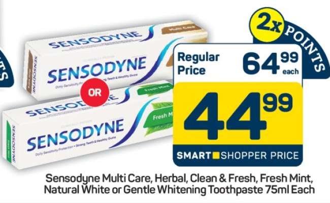 Sensodyne Multi Care, Herbal, Clean & Fresh, Fresh Mint, Natural White or Gentle Whitening Toothpaste 75ml Each