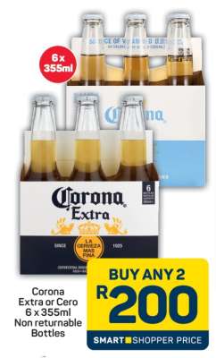 Corona Extra or Cero 6 x 355ml