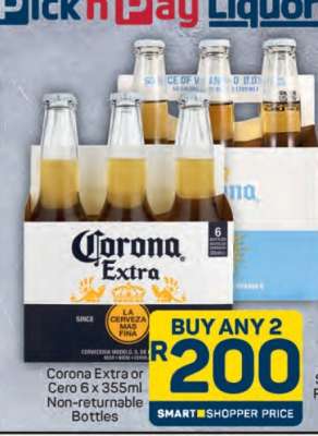 Corona Extra or Cero 6 x 355ml