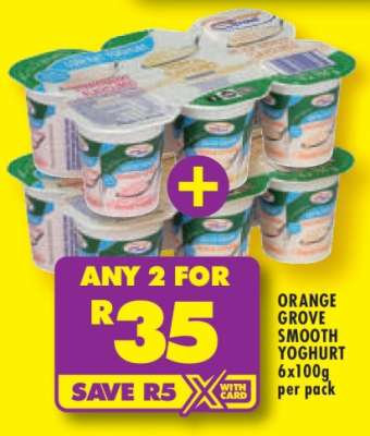 ORANGE GROVE SMOOTH YOGHURT 6x100g