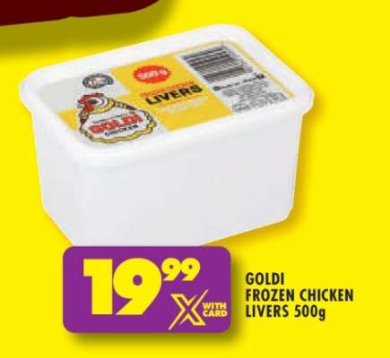 GOLDI FROZEN CHICKEN LIVERS 500g
