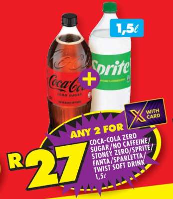 COCA-COLA ZERO SUGAR/NO CAFFEINE/STONEY ZERO/SPRITE/FANTA/SPARLETTA/TWIST SOFT DRINK