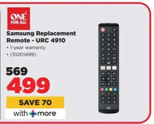 Samsung Replacement Remote - URC 4910
