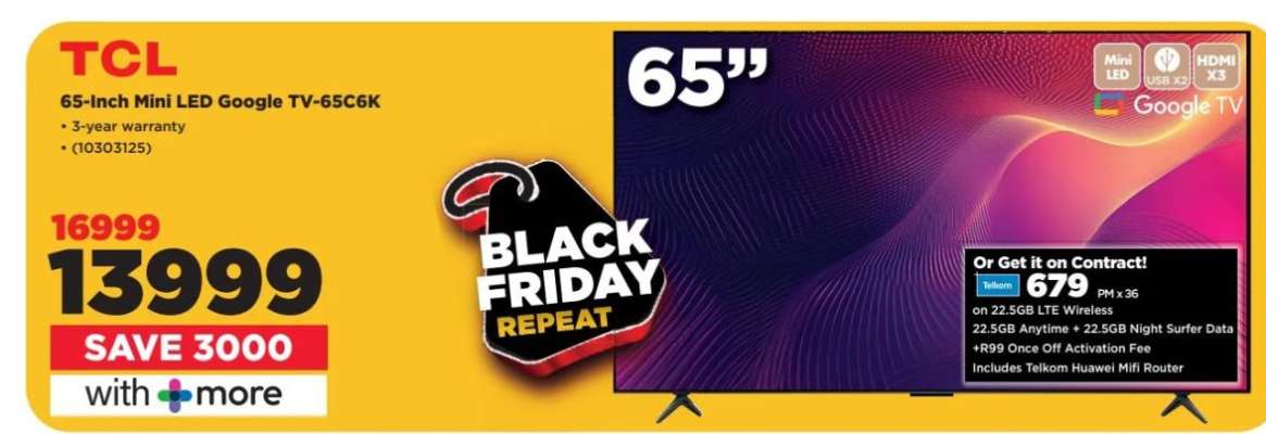 TCL 65-Inch Mini LED Google TV-65C6K