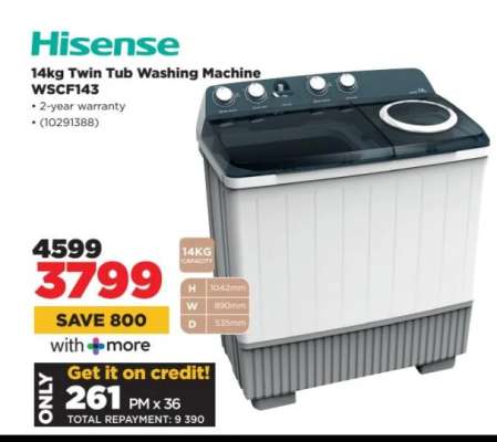 Hisense 14kg Twin Tub Washing Machine WSCF143