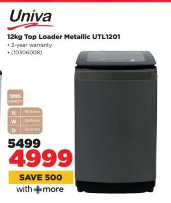 Univa 12kg Top Loader Metallic UTL1201